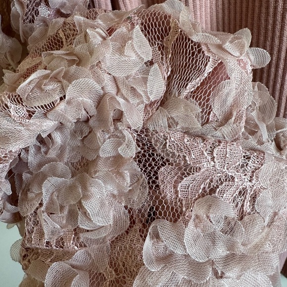 NWT Grace + Emma Mauve/Light Pink Mesh Sleeve Ribbed Top Long Sleeve Medium - Picture 7 of 9